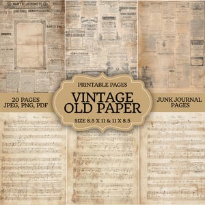 Utskrivbara vintage-ephemera-material | Digitala boksidor för skräpjournaler, scrapbooking och hantverk | Direkt nedladdning av äkta antikt papper