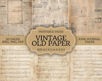 Imprimibles de efímera vintage / Páginas de libros digitales para diarios basura, álbumes de recortes y manualidades / Descarga instantánea de auténtico papel antiguo