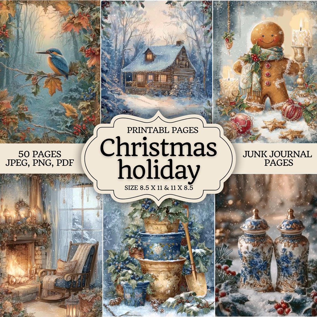 Vintage Christmas Junk Journal Kit | Holiday Printable Paper Pack ...
