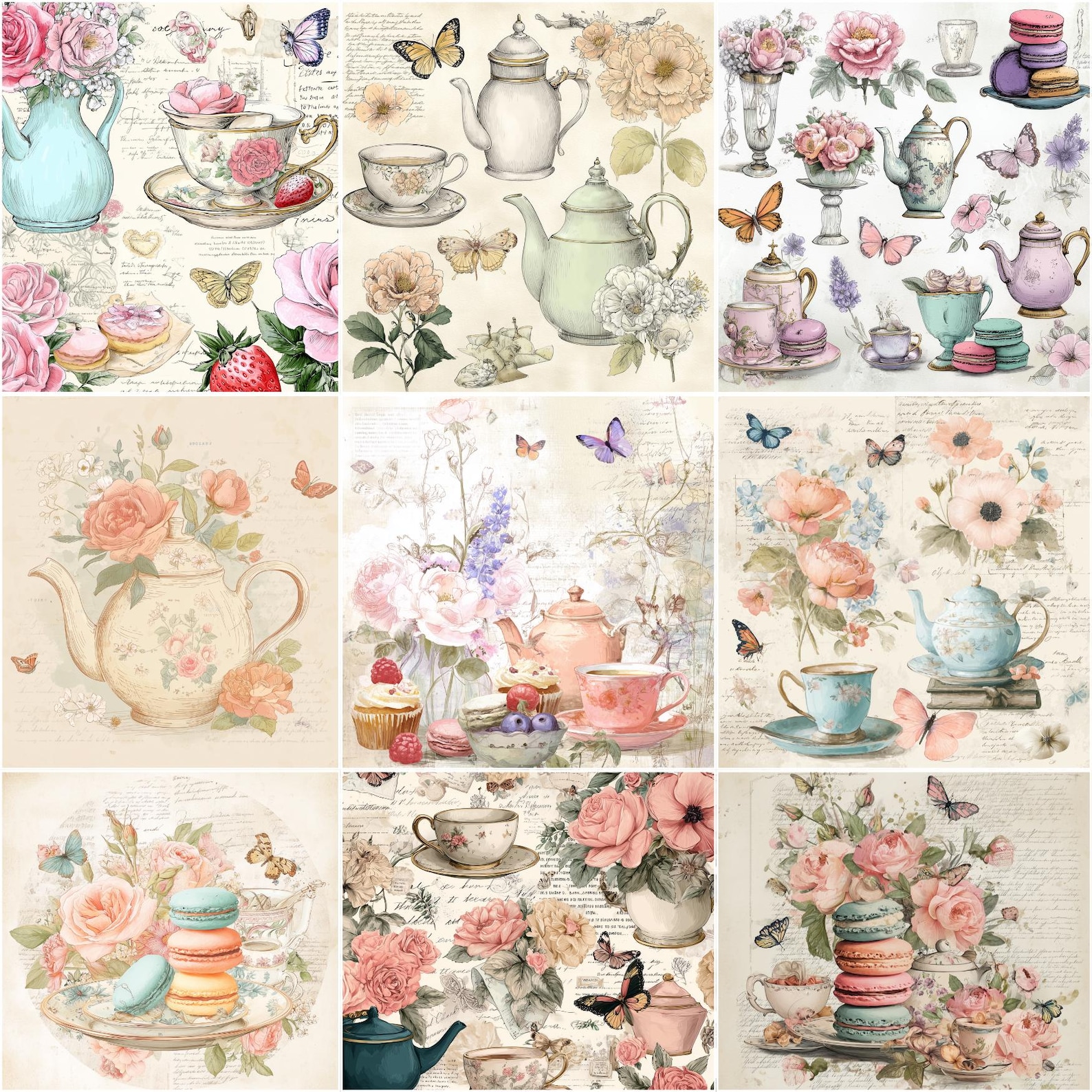 Tea Time Junk Journal Kit – Printable Pages With Teapots, Tea Cups ...