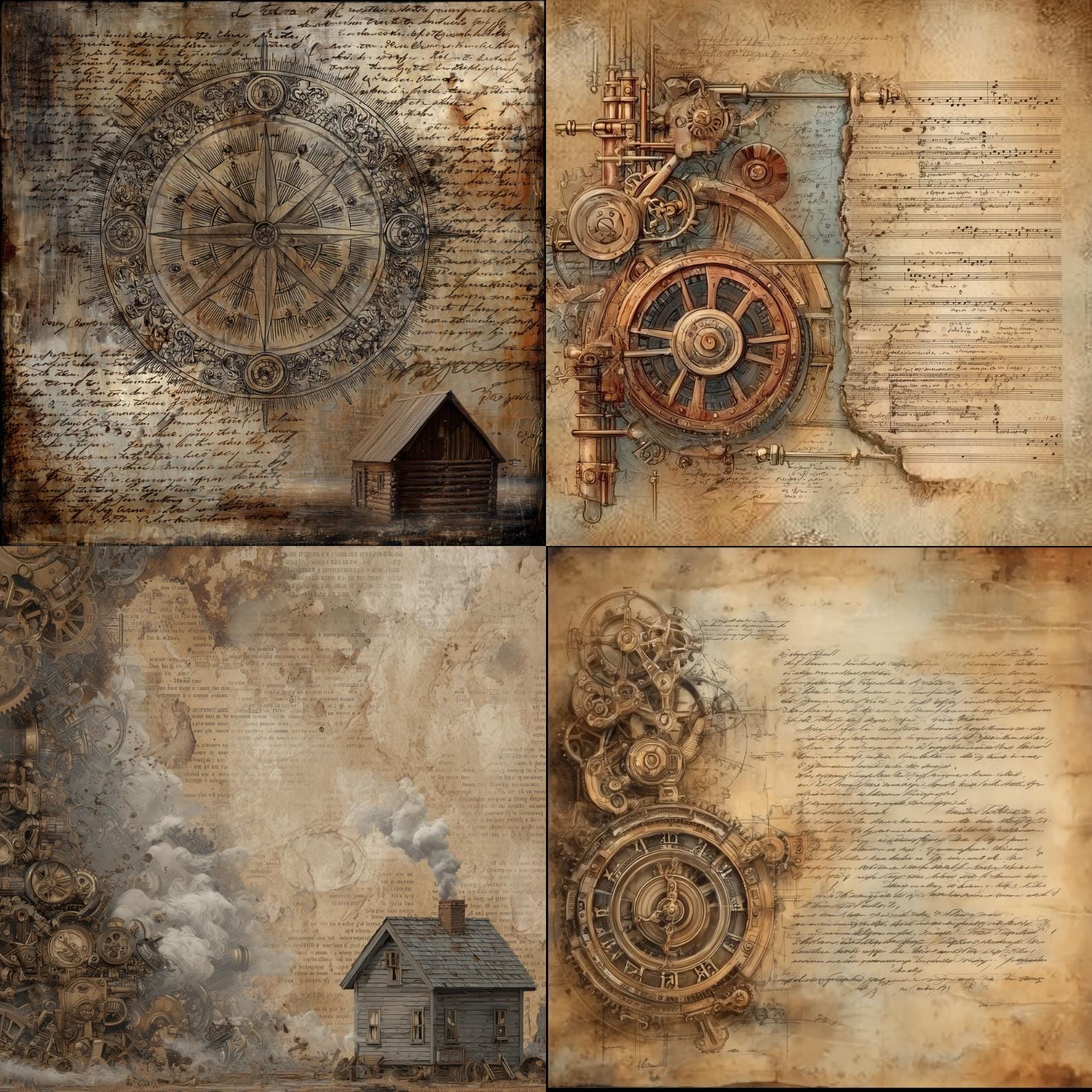Vintage Steampunk Junk Journal Kit, Digital Scrapbook Papers, Printable ...