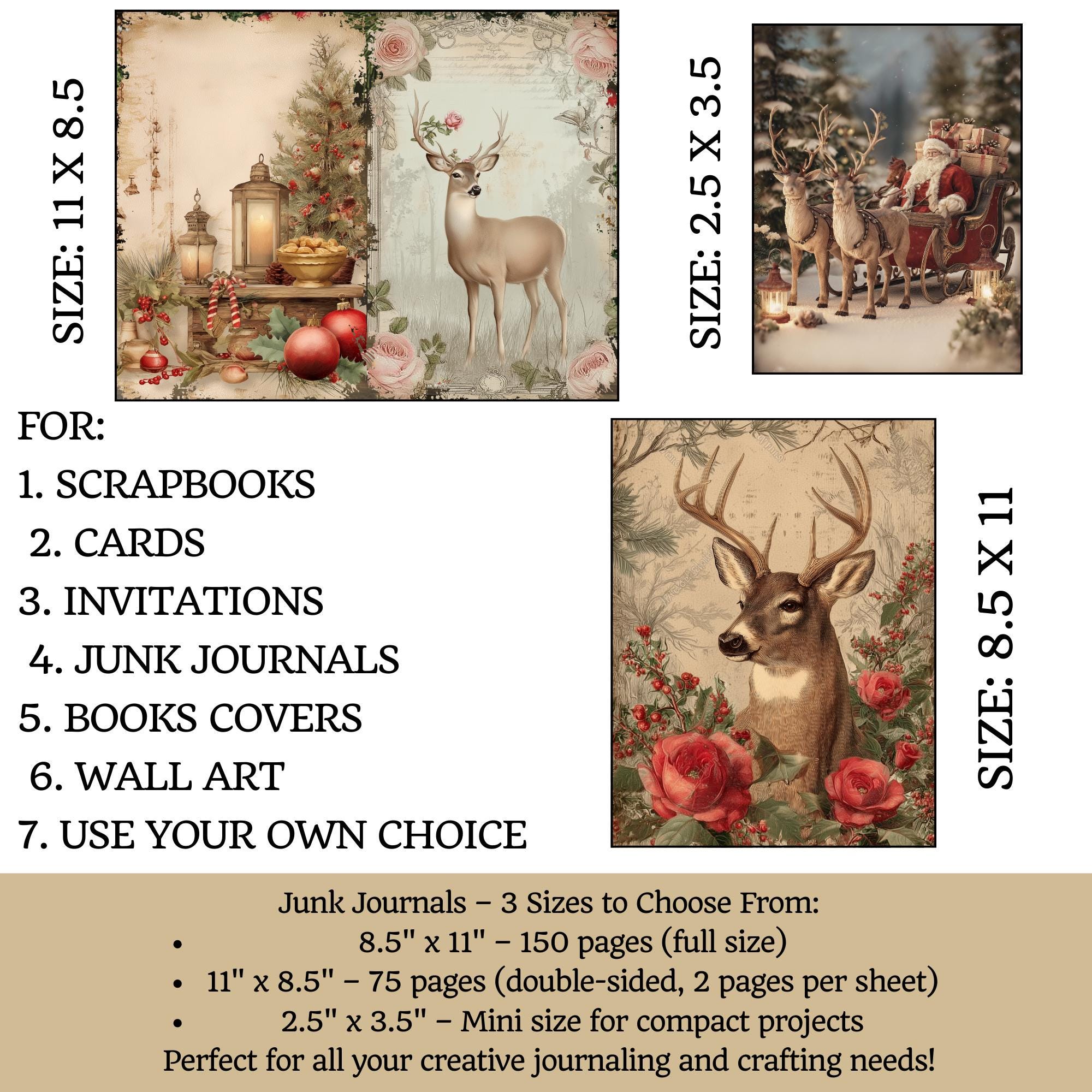 Vintage Christmas Junk Journal Kit Digital | Retro Printable Ephemera ...
