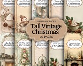 Victorian Christmas Junk Journal Kit, Dear Santa Printable Pages, Shabby Chic Ephemera, Old Time Digital Download, Antique Scrapbook Paper