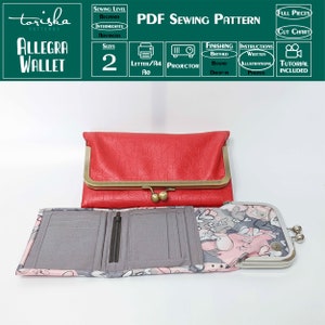 Cartera triple para mujer Patrón de costura PDF, Monedero con marco o cremallera