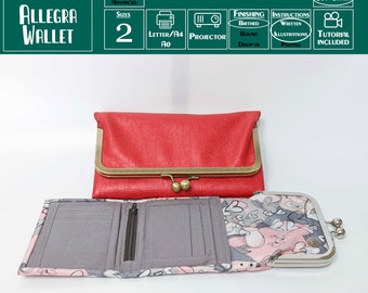 Womens trifold wallet PDF sewing pattern, Frame or zipper wallet