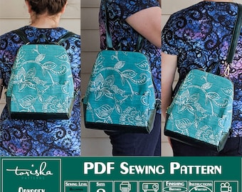 Convertible backpack PDF sewing pattern, shoulder bag, cross body bag, sling bag, Projector and A0 files