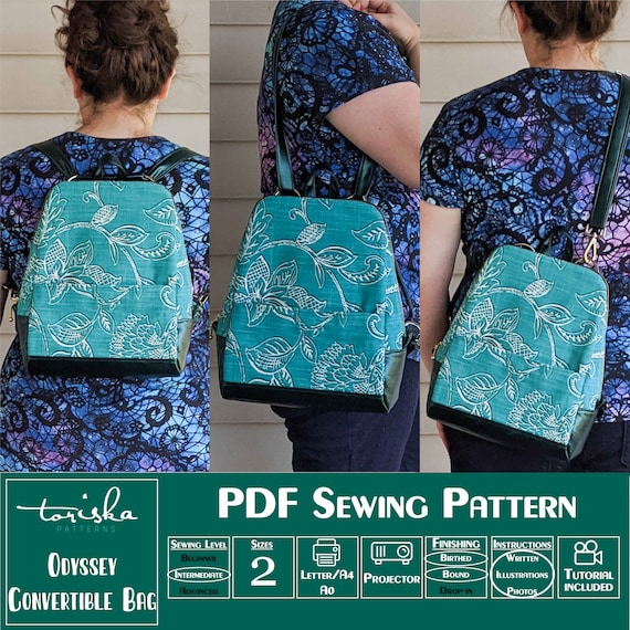 Convertible Backpack PDF Sewing Pattern Shoulder Bag Cross 