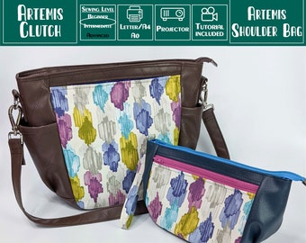 Pattern Bundle, Artemis Clutch and Shoulder bag by Toriska, handbag pattern, zipper pouch pattern