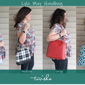 Puede incluir: Cuatro tama&ntilde;os diferentes de un bolso Lyla May, un bolso de estilo tote, en varios patrones y colores. Los tama&ntilde;os son peque&ntilde;o, mediano, grande y extra grande.