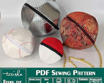 Sphere Bag PDF Sewing Pattern: 3D Ball Purse (A0, Projector File)