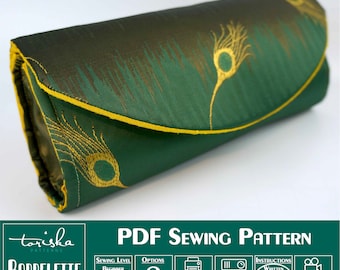 Clutch purse PDF sewing pattern, gathered clutch, bow clutch, projector file