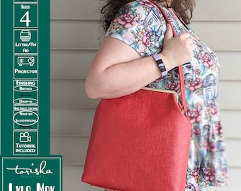 Frame Handbag PDF sewing pattern, vintage style shoulder bag, crossbody, projector and A0 files