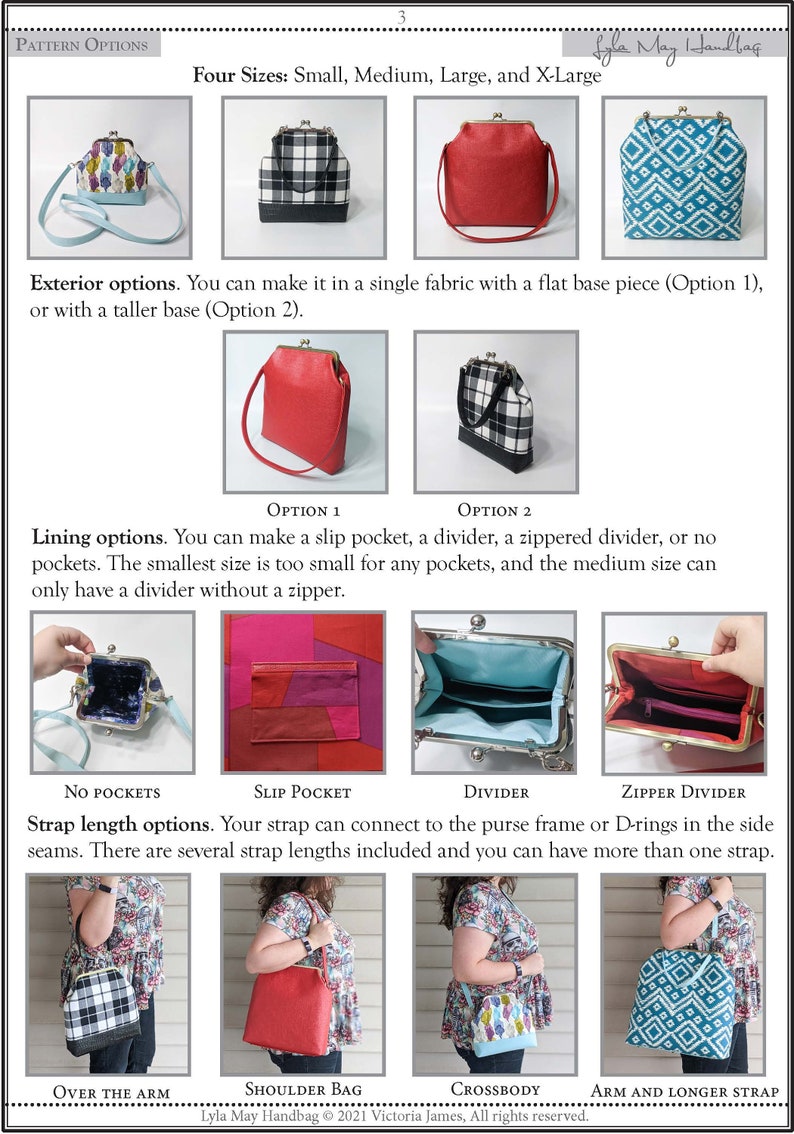 Rectangle frame handbag PDF sewing pattern, Lyla May Handbag by Toriska image 7