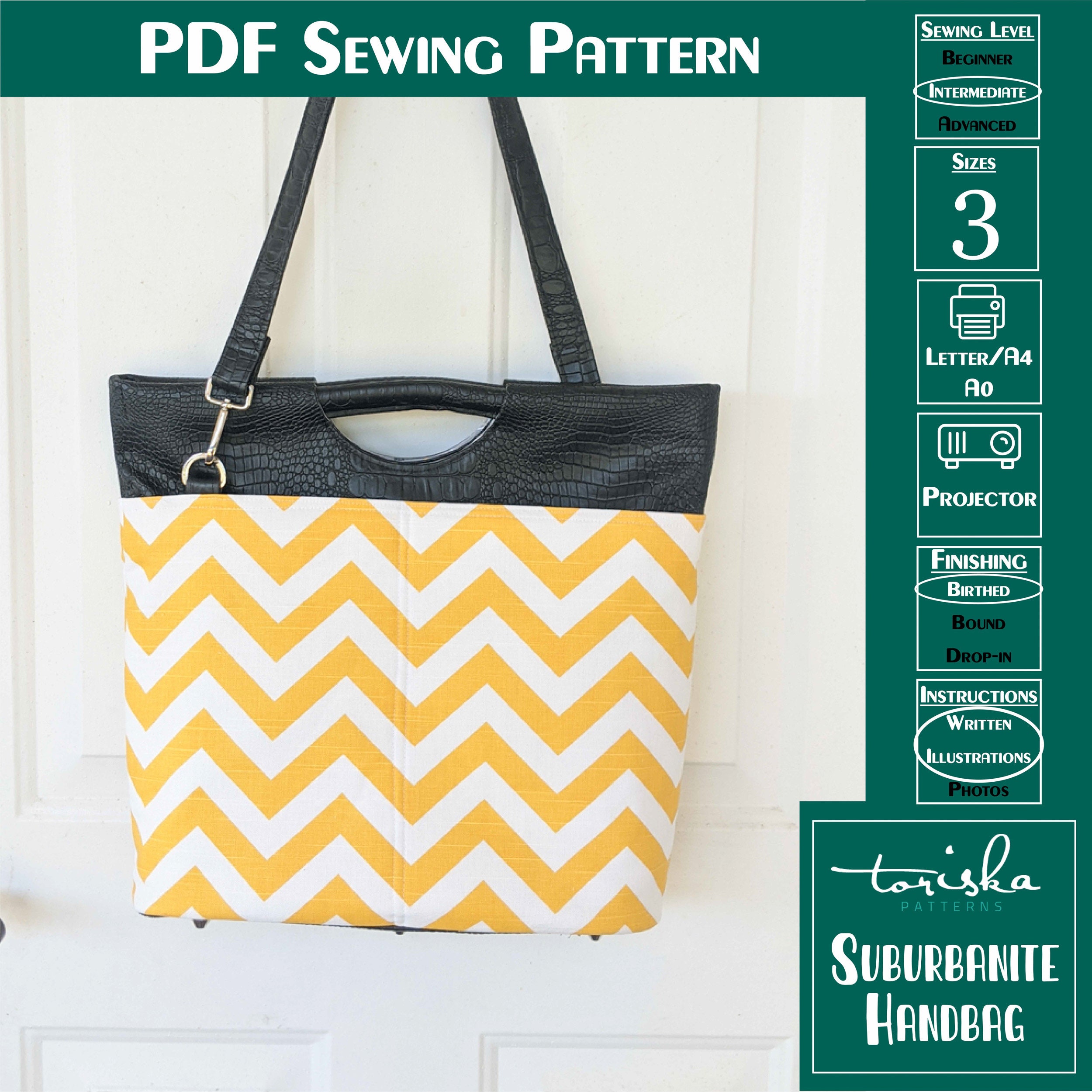 Shoulder Bag PDF Sewing Pattern, Unique Tote Bag - Etsy