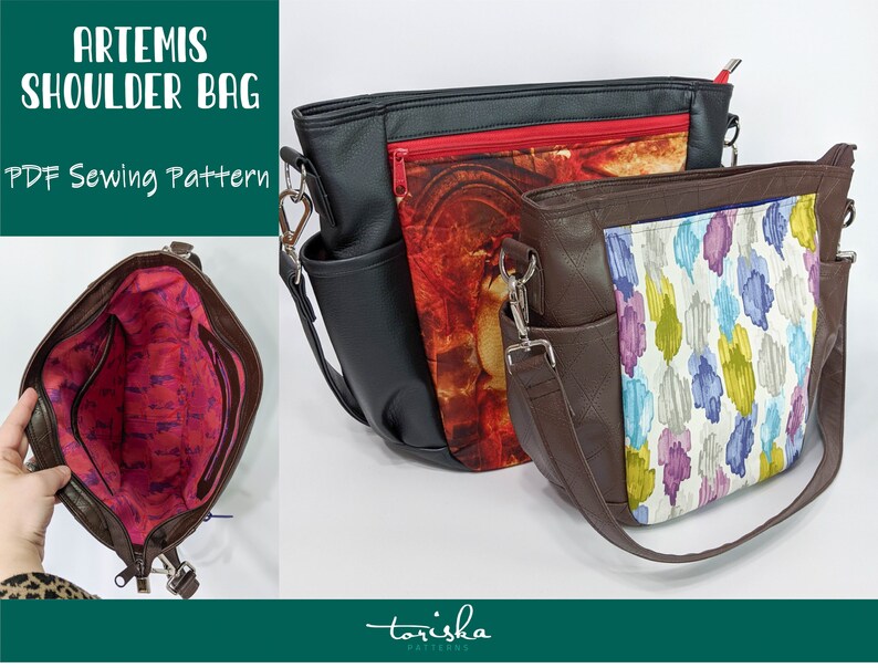 Zipper Shoulder Bag PDF Sewing Pattern Slouchy Bag Video Etsy