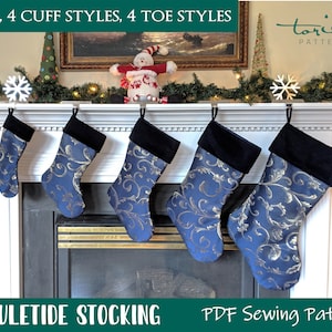 Christmas stocking PDF sewing pattern, Yuletide Stocking by Toriska
