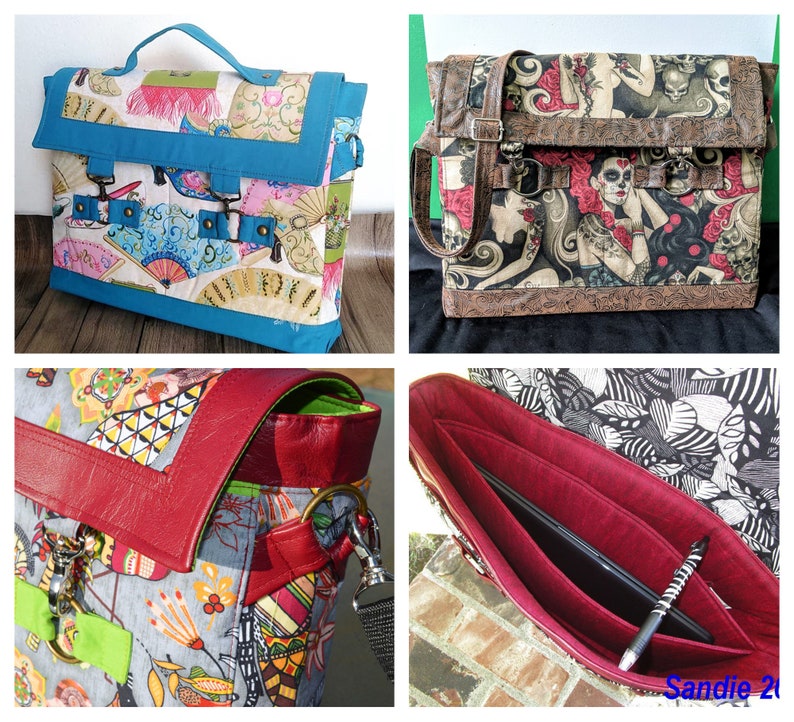 Messenger Bag, laptop bag PDF sewing pattern, crossbody or shoulder image 5