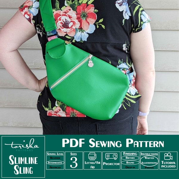 Unisex sling bag PDF sewing pattern, crossbody bag, projector and A0 files