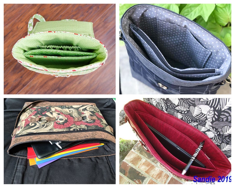 Messenger Bag, laptop bag PDF sewing pattern, crossbody or shoulder image 7