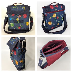 Messenger Bag, laptop bag PDF sewing pattern, crossbody or shoulder image 2