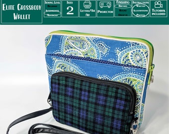 Tablet case sewing pattern, double zipper wallet, cross body purse pattern, projector and A0 files