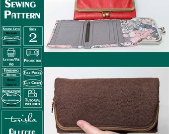 Frame wallet PDF sewing pattern, crossbody wallet pattern, Projector and A0 files