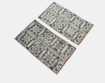 Vintage Turkish Wool Rug Set: Hand-Knotted Oriental Rugs (1.7x2.8 ft)