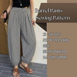 Barrel Pants Sewing Pattern: Easy Wide Leg Pants Pattern, Printable Pattern Easy Pants Pattern PDF ,Beginner Friendly Instruction XS-3XL
