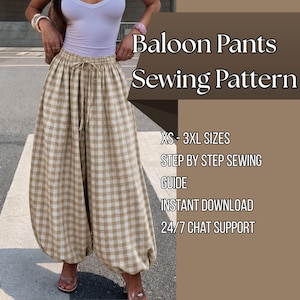 Molde para Calça Balão: Calça Barril para Iniciantes, Molde para Calça Balão, Calça Larga Feminina, Molde Fácil para Calça de Perna Larga em PDF nos Tamanhos PP ao 3XG