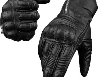 Leather Motorcycle Gloves – Knuckle Protection, Touchscreen Powersports