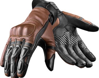 Leather Motorcycle Gloves – Knuckle Protection Touchscreen Powersports