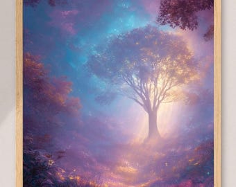 Utskrivbar Radiant Dreamtree Sanctuary – Väggkonst med eteriskt träd