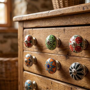 Boho keramische knoppen, moderne deurkastbeslag, kastgrepen, traditioneel geverfde handgrepen