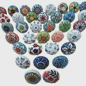 Tiradores de cerámica con mandala indio, tiradores botánicos pintados a mano para armarios, elegantes tiradores de porcelana para muebles, accesorios para el hogar.