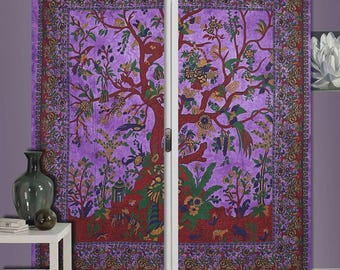 Tapiz vintage de mandala bohemio turquesa para decoración de pared, cortinas de algodón con teñido anudado estilo mandala indio, cortinas bohemias para ventanas.