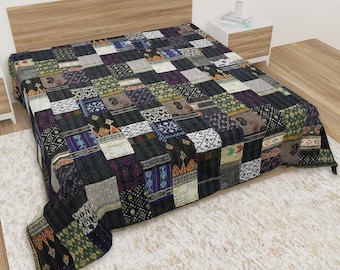 Sustainable Indian Artisan Bedding Twin Queen King Colorful Soft Boho Upcycled Bed Cover