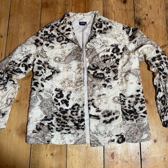 Vintage 90s pure silk leopard print and paisley p… - image 1