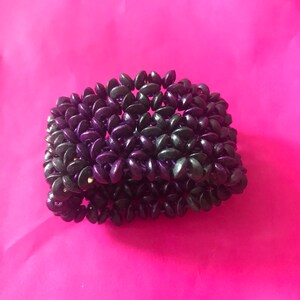 Vintage 90s 00s Y2K Purple and Black Wooden beaded bracelet image 1