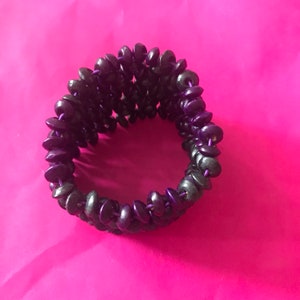 Vintage 90s 00s Y2K Purple and Black Wooden beaded bracelet image 2