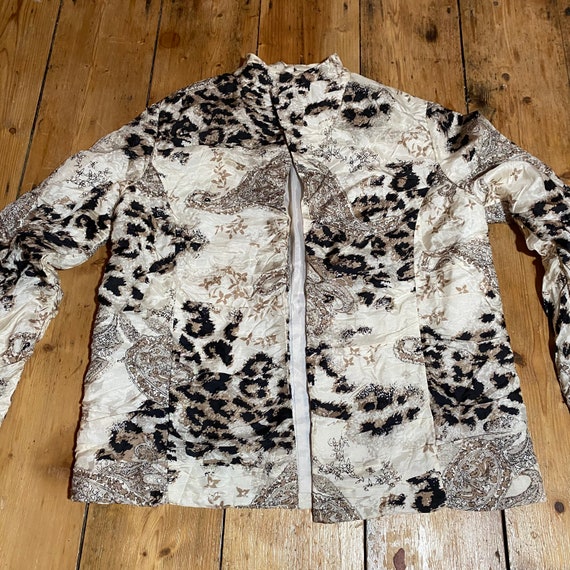 Vintage 90s pure silk leopard print and paisley p… - image 2