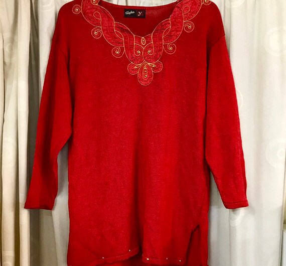 red long jumper dress