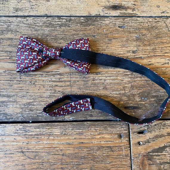 Vintage 90s pure silk maroon bow tie by Tie Rack … - image 5