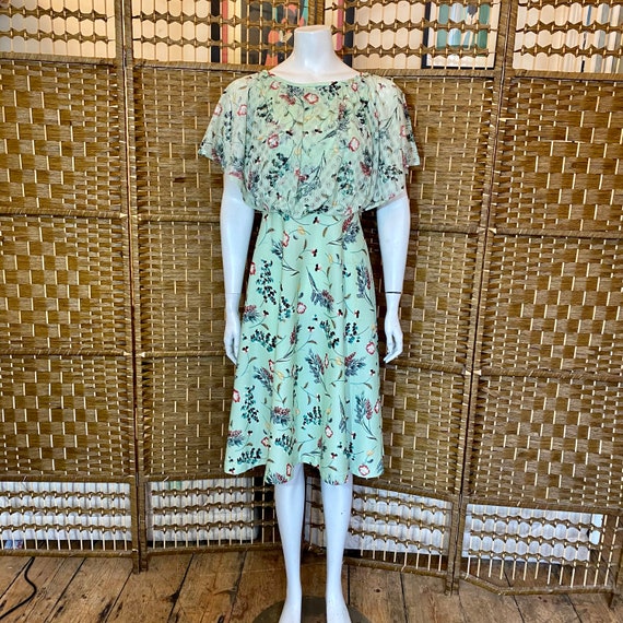 Vintage 1970/'s Floral Blouson Top Dress