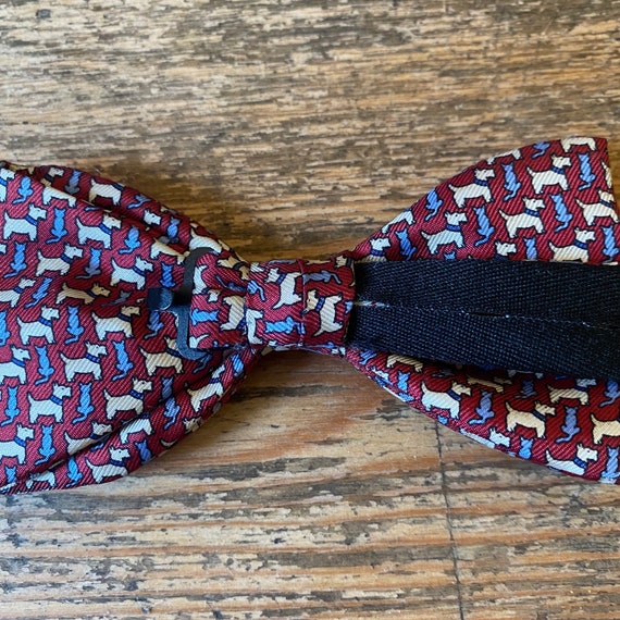 Vintage 90s pure silk maroon bow tie by Tie Rack … - image 4