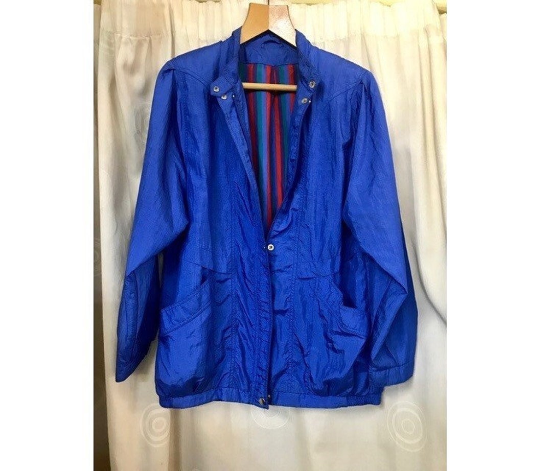 Vintage 90s Blue Shell Suit Jacket Coat Tracksuit Top C&A Canada UK 10 ...