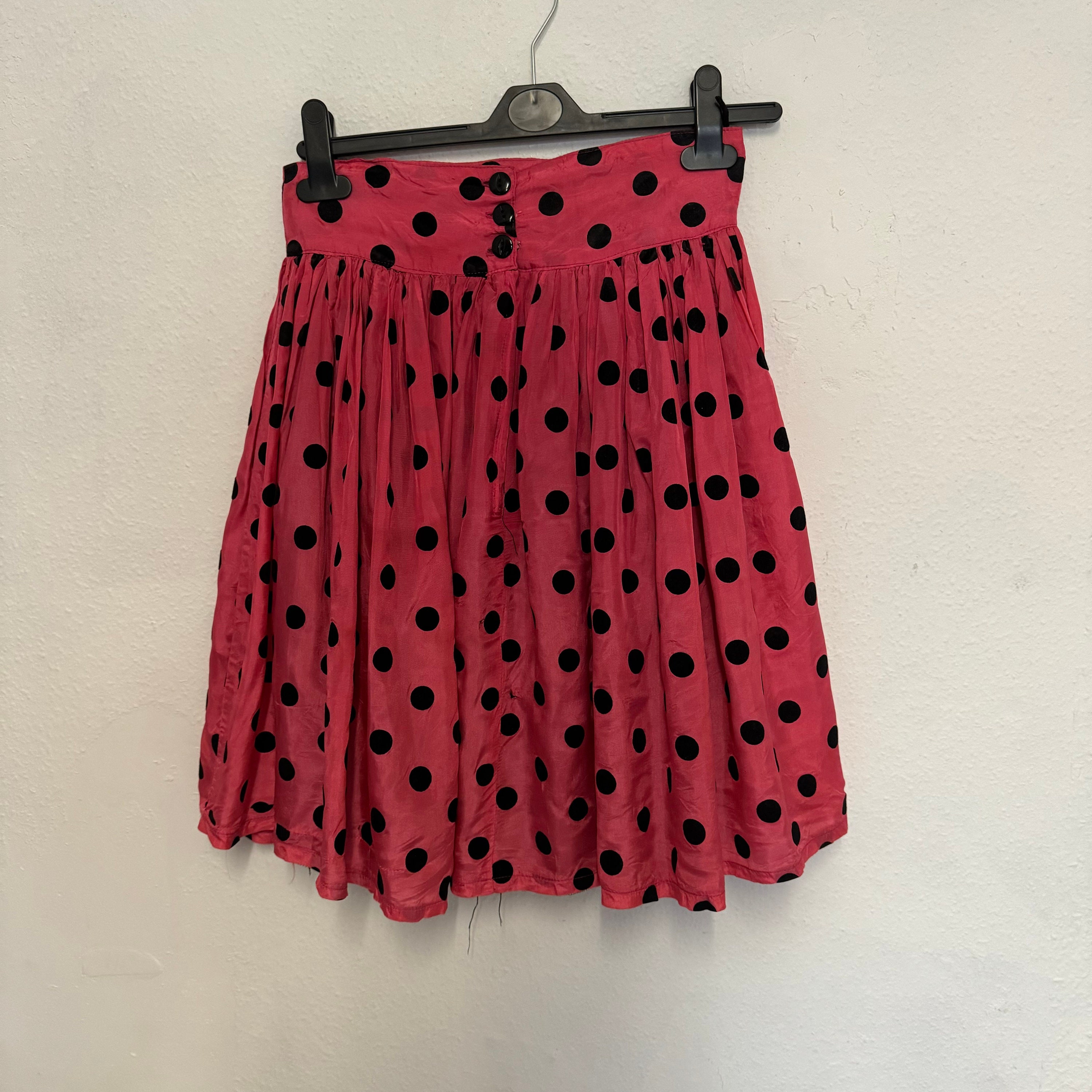 Vintage 80s Pink Black Polkadot Tutu Rara Mini Skirt by Glad Rags