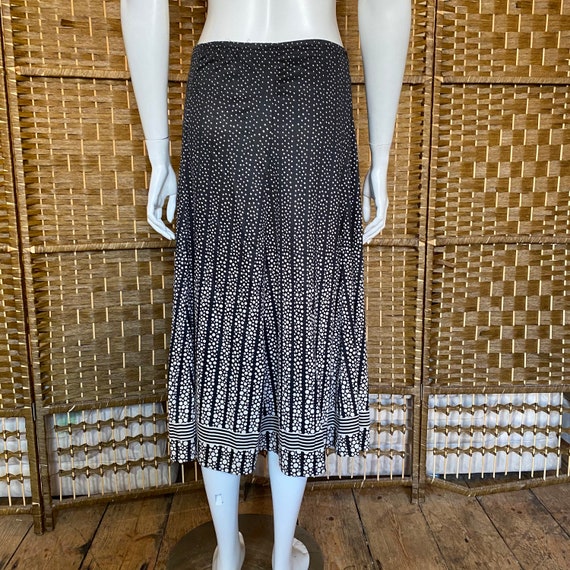 70s Polyester Midi A-line black and white Polkado… - image 6