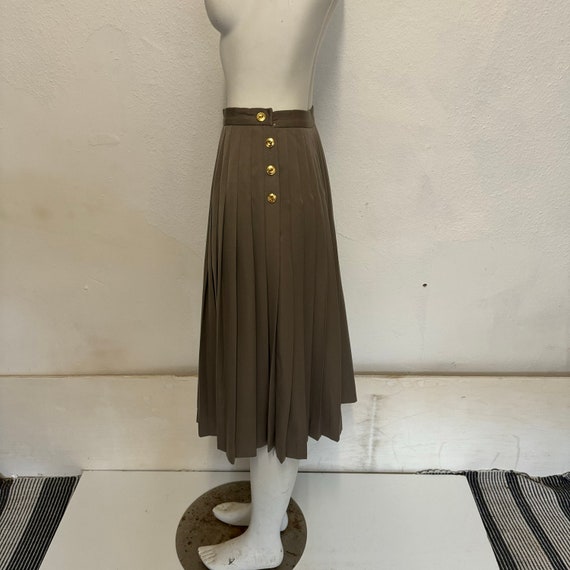 Vintage 70s Beige Jaeger Pleated Skirt Size 10 UK