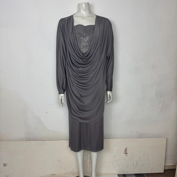 green emerald velvet dress Vintage 1990s "Gina Bacconi" black silk beaded evening dress  The Siren  Vintage
