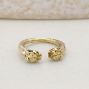 Panther Head Ring, Adjustable Brass Animal Ring, Leopard Wrap Ring, Big Cat Jewelry, Wildlife Ring, Gift for Her, Handmade Ring